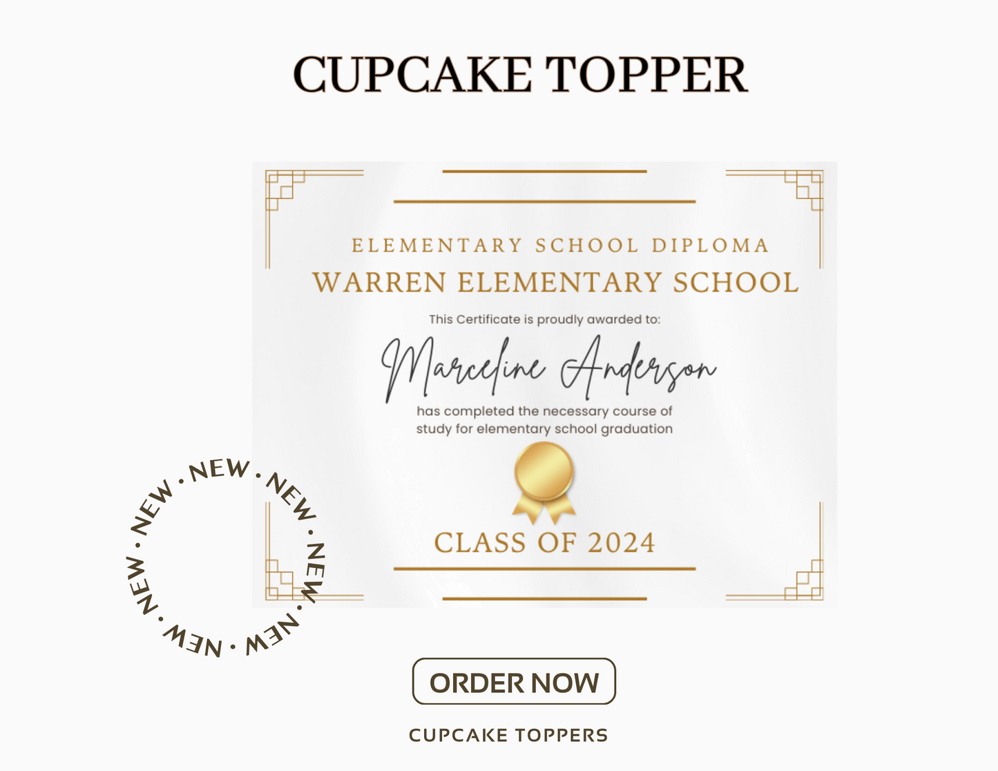 20 Custom Graduation Diplomas Cupcake toppers