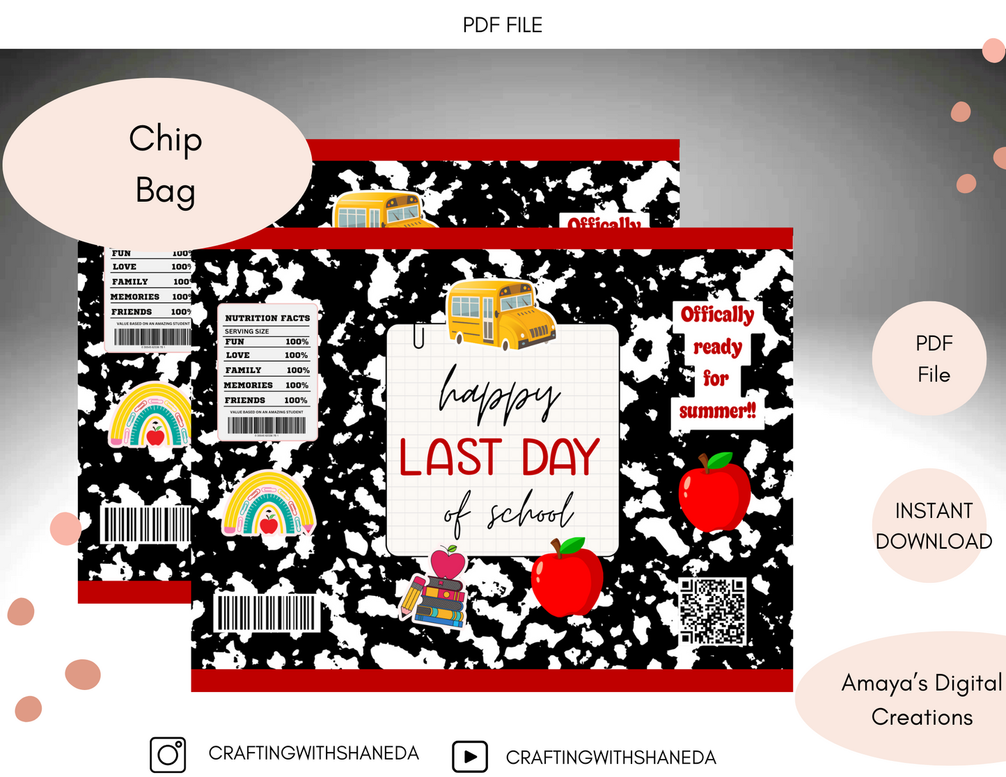 Chip Bag Digital Instant Download ,No Physical Item, PDF