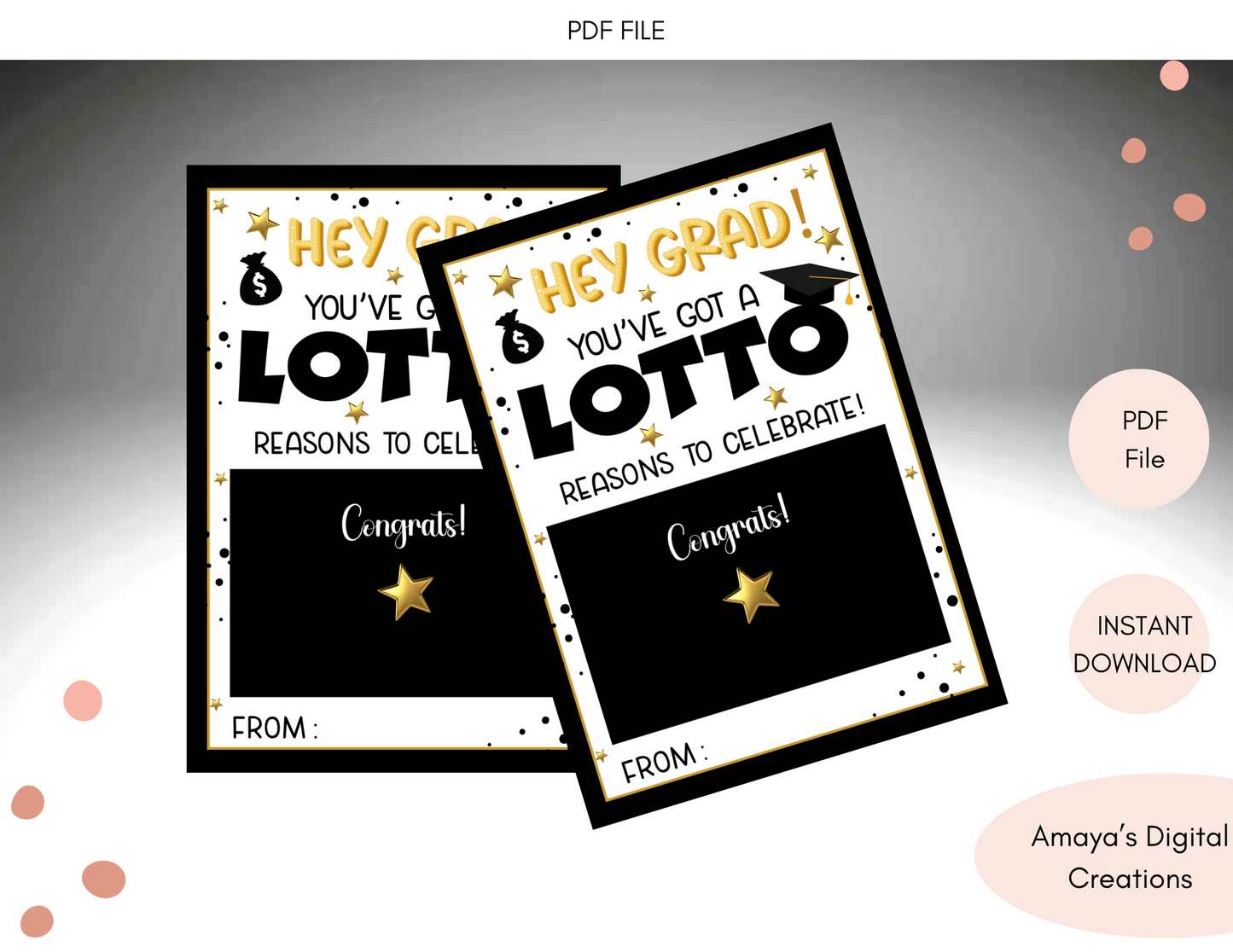 Graduation Lotto Ticket Holder Tag | PDF File | Congrats Grad Gift | Scratch-Off Printable Favor | DIY Graduation Party Idea|Style 101a