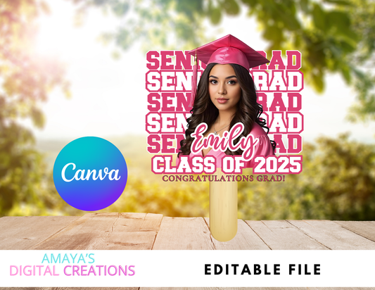 Editable Graduation Fan Template | Canva Grad Fan Download | Personalized Class of 2025 Graduation Hand Fan | Senior Party Favor