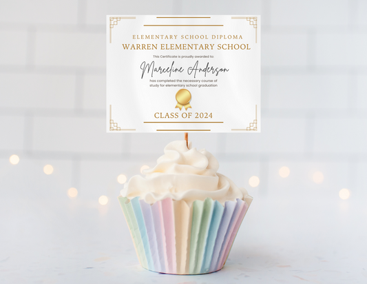 20 Custom Graduation Diplomas Cupcake toppers