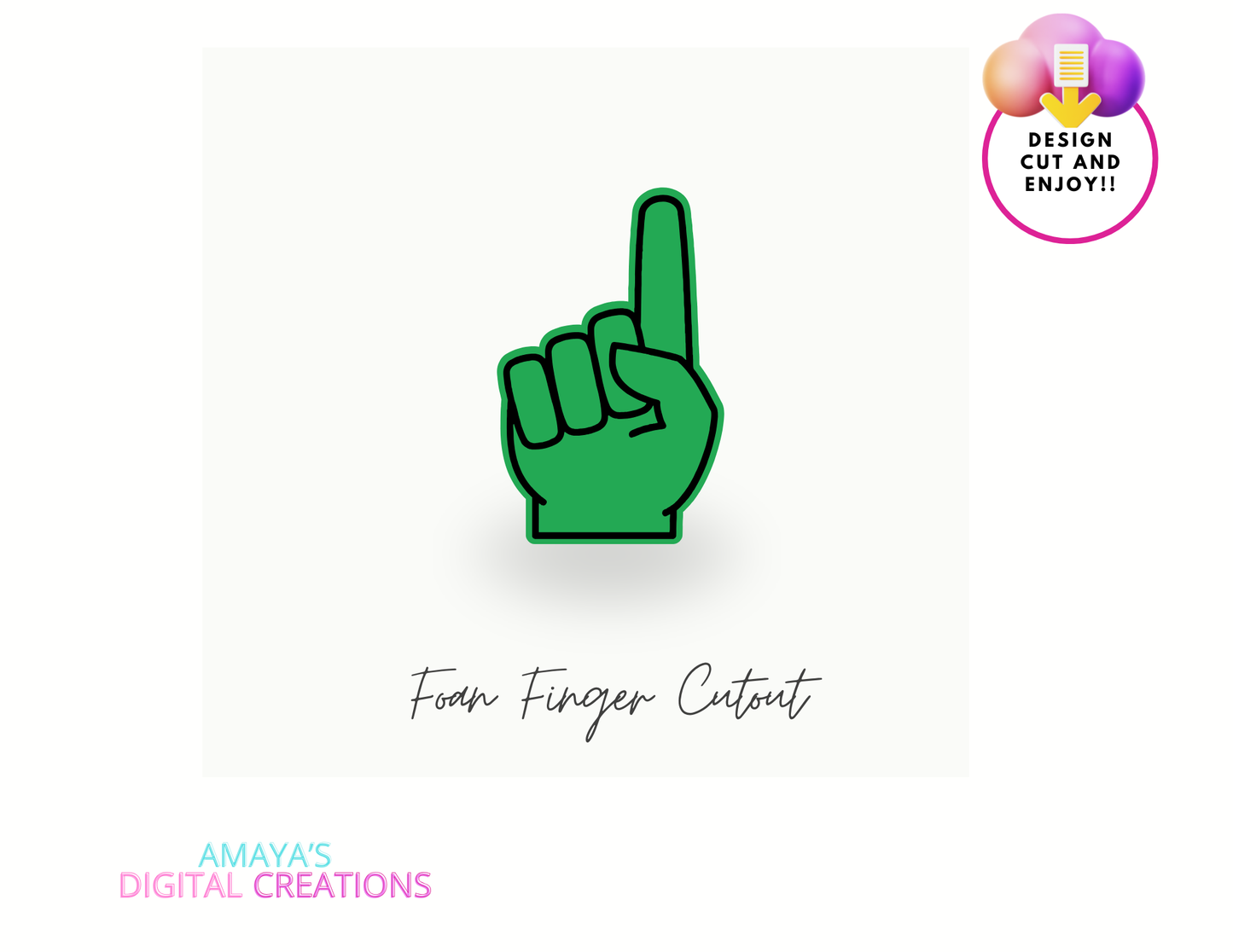 Foam Finger SVG Template, Craft Pattern, DIY Party Decorations (Instant Download) Template SW00675)