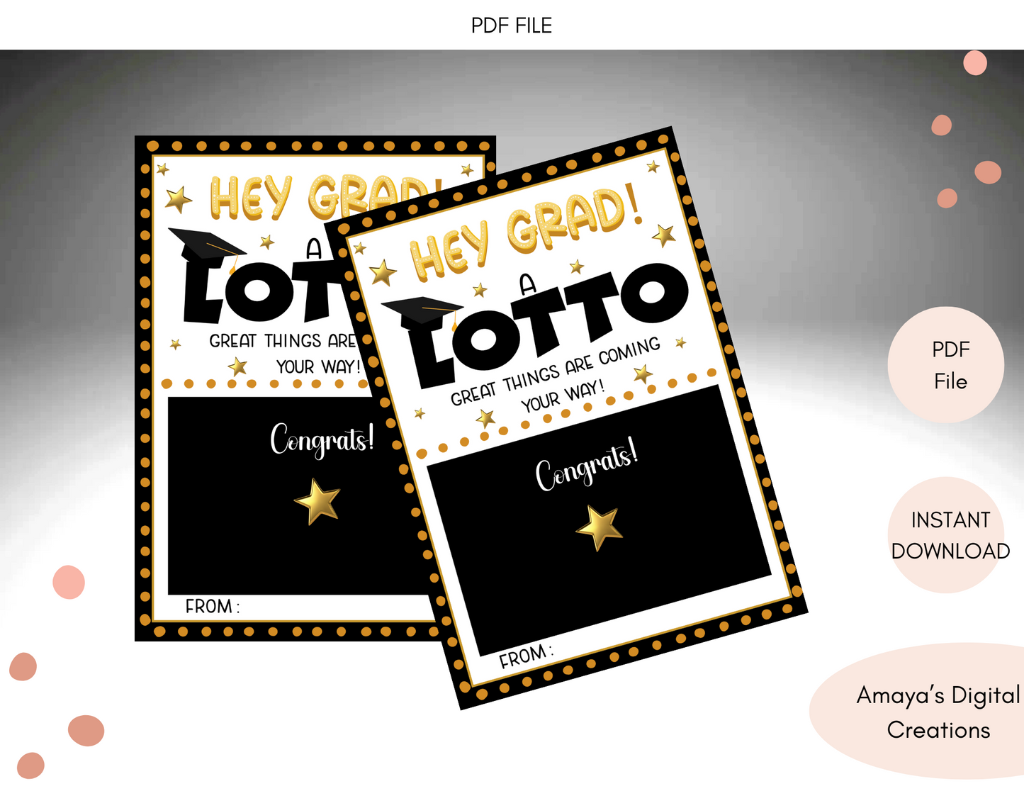 Graduation Lotto Ticket Holder Tag | PDF File | Congrats Grad Gift | Scratch-Off Printable Favor | DIY Graduation Party Idea|Style 101b