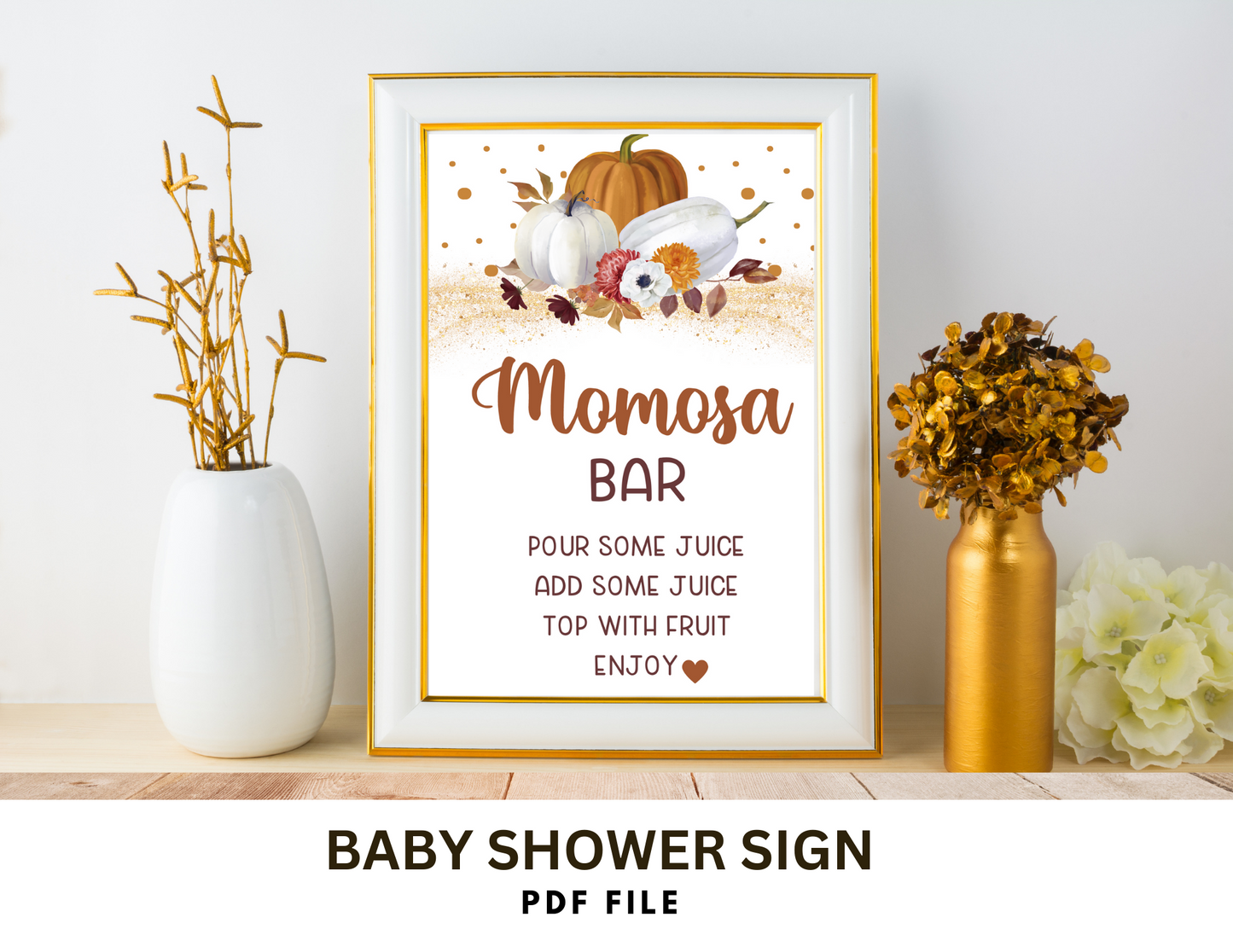 Momosa Baby Shower Sign, PDF, Non Editable