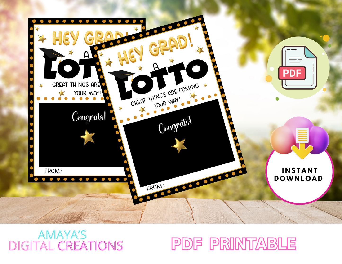 Graduation Lotto Ticket Holder Tag | PDF File | Congrats Grad Gift | Scratch-Off Printable Favor | DIY Graduation Party Idea|Style 101b