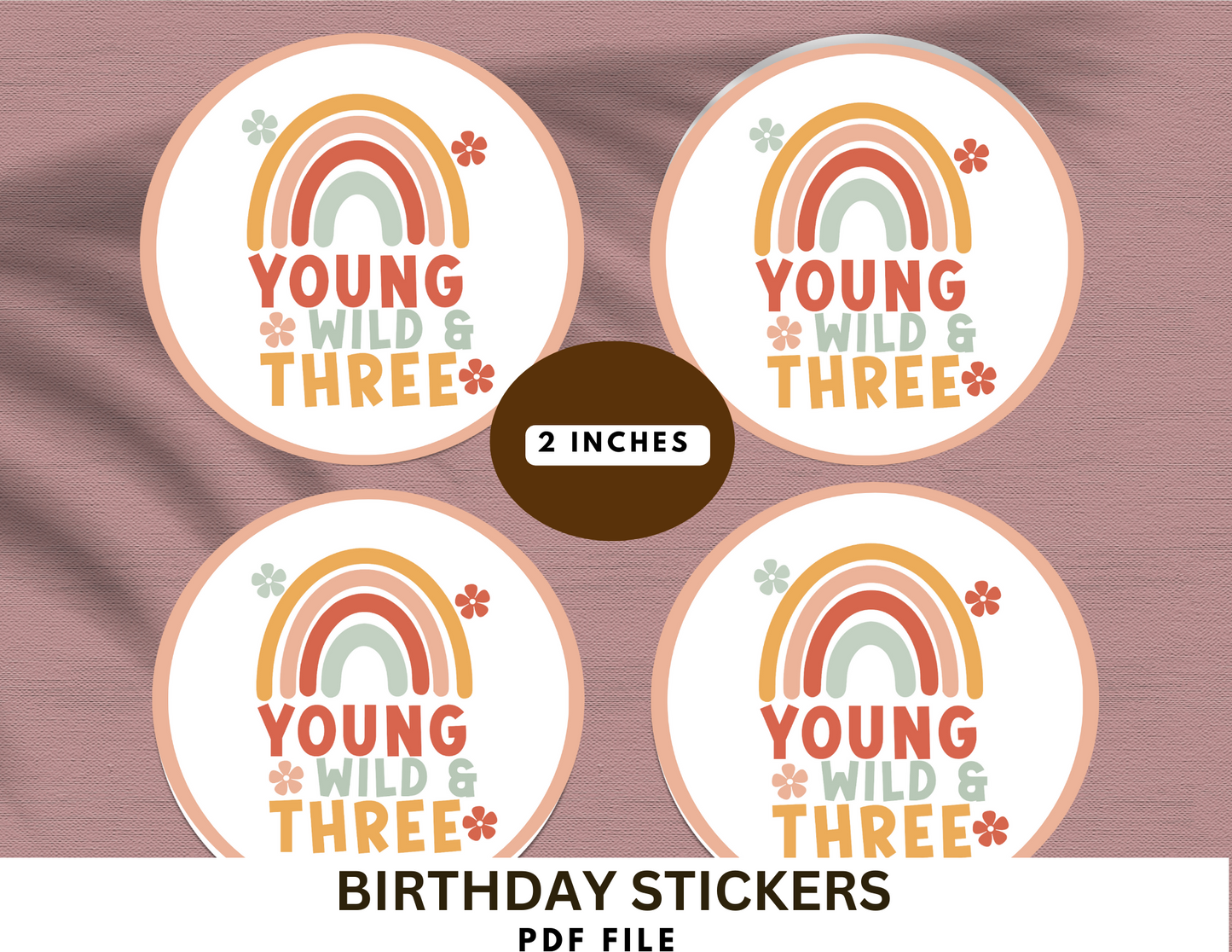 Young Wild Three, Wild Theme, 3rd Birthday, Wild Birthday, Instant Download Digital, Non Editable File. NOT for Cutting Machine