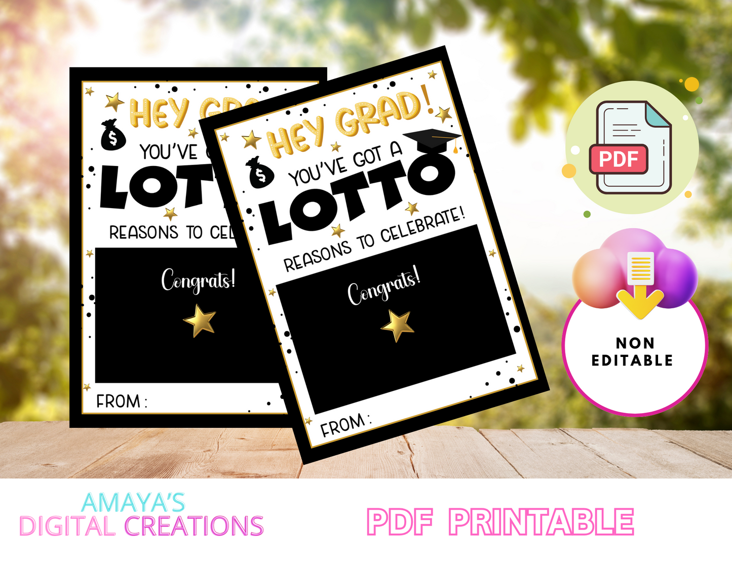 Graduation Lotto Ticket Holder Tag | PDF File | Congrats Grad Gift | Scratch-Off Printable Favor | DIY Graduation Party Idea|Style 101a