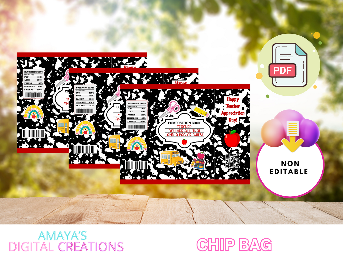 Teacher Appreciation Chip Bag Digital Instant Download ,No Physical Item, PDF