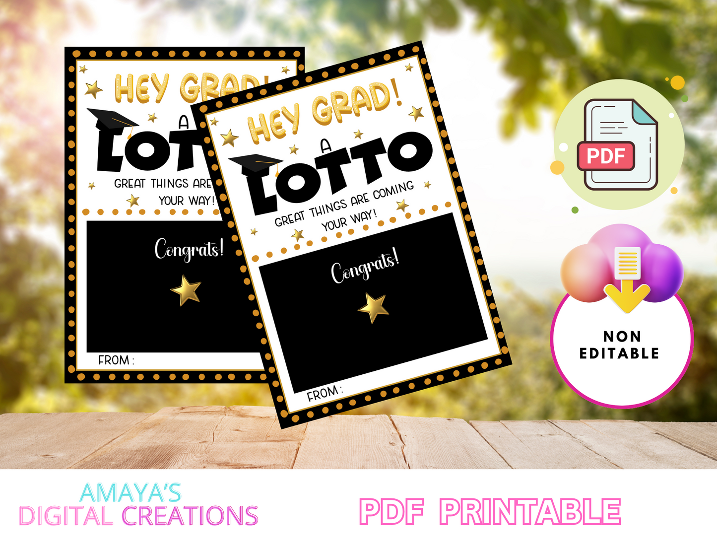 Graduation Lotto Ticket Holder Tag | PDF File | Congrats Grad Gift | Scratch-Off Printable Favor | DIY Graduation Party Idea|Style 101b