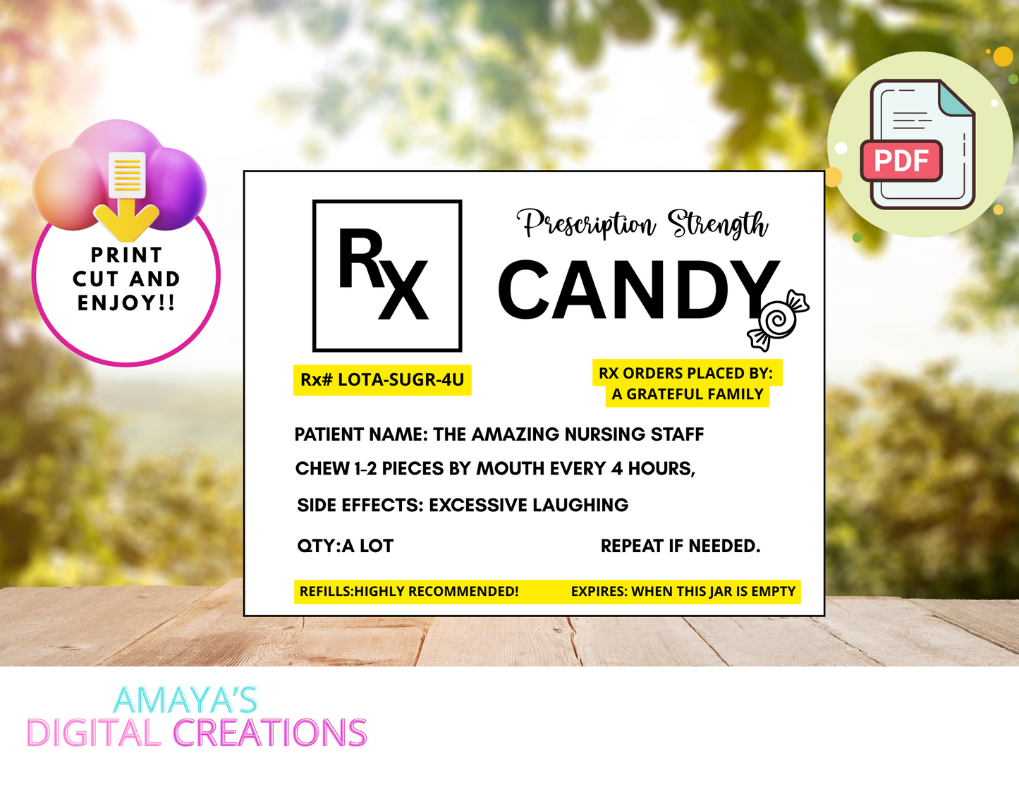 Nurse Appreciation | Candy Jar Labels| Digital Instant Download ,No Physical Item, PDF