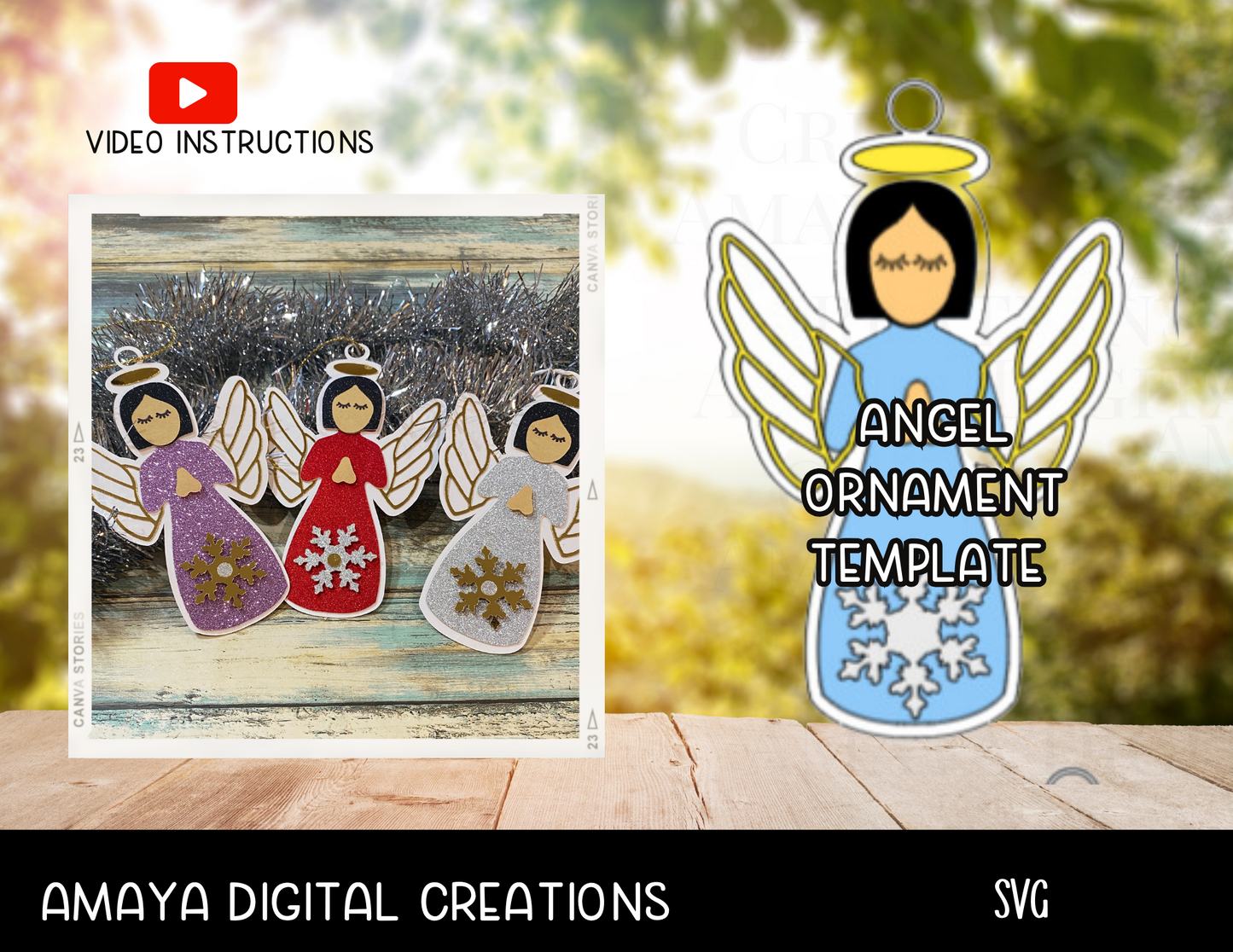 Angel Ornament Template | Digital Cut File -SVG | Make Your Angel Ornament with Cricut |Not for Joy|No Physical Item