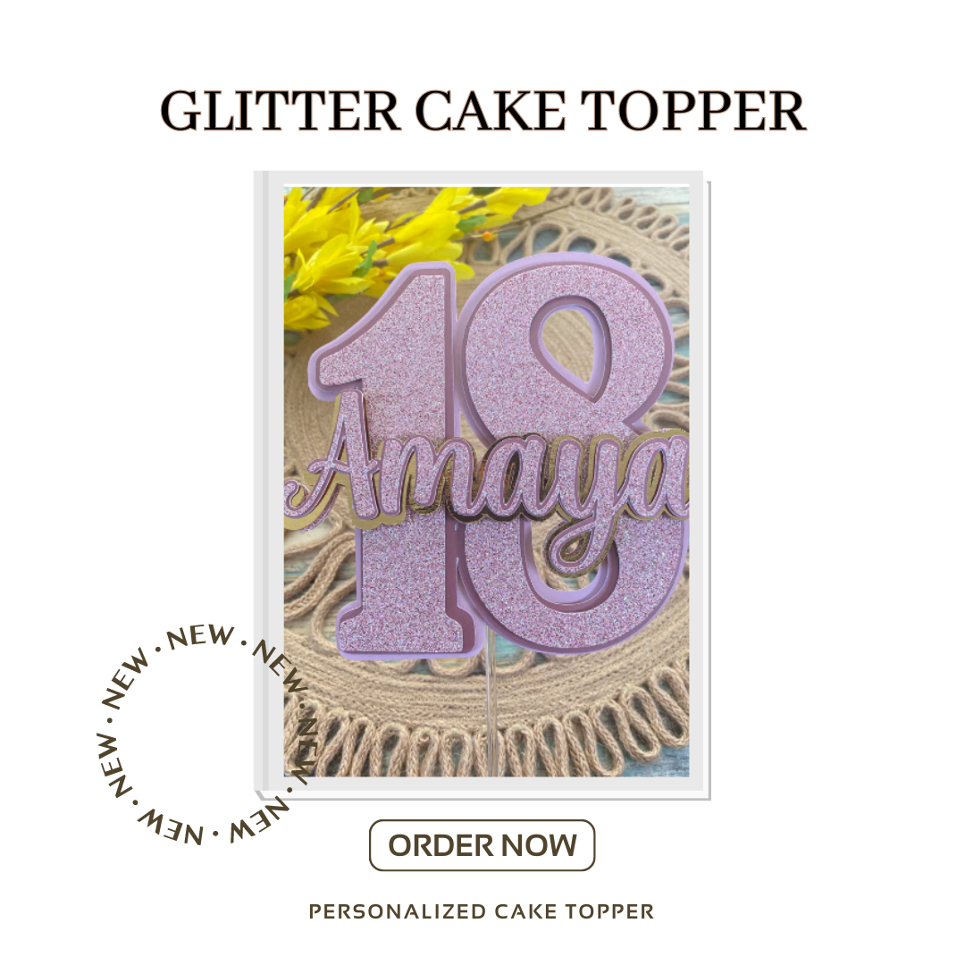 Personalized Age and Name Birthday Cake Topper