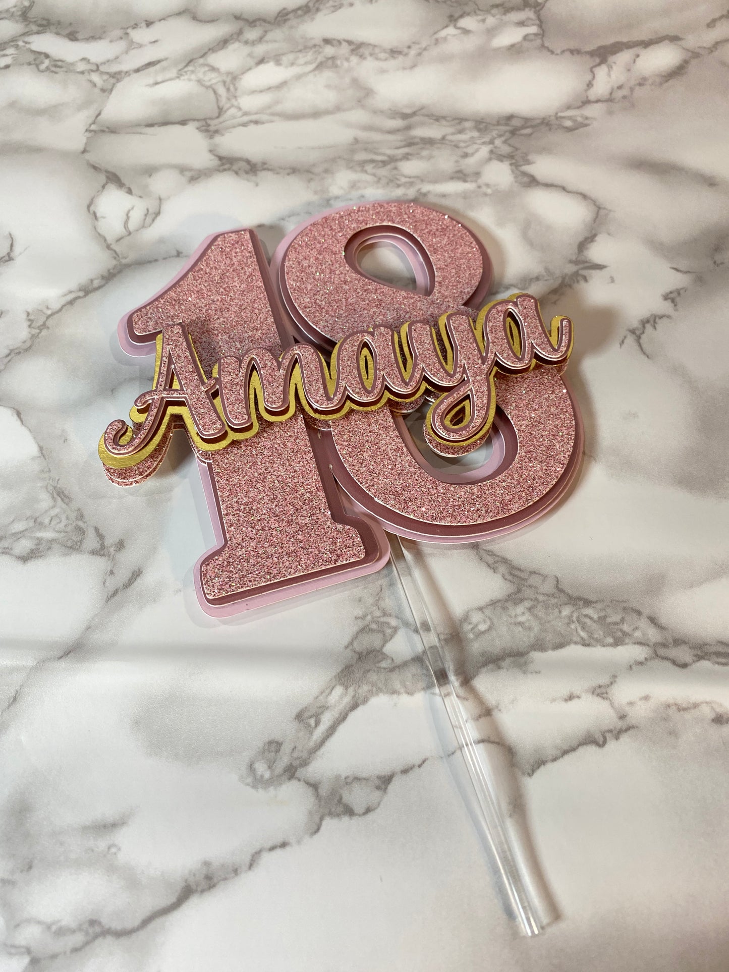 Personalized Age and Name Birthday Cake Topper