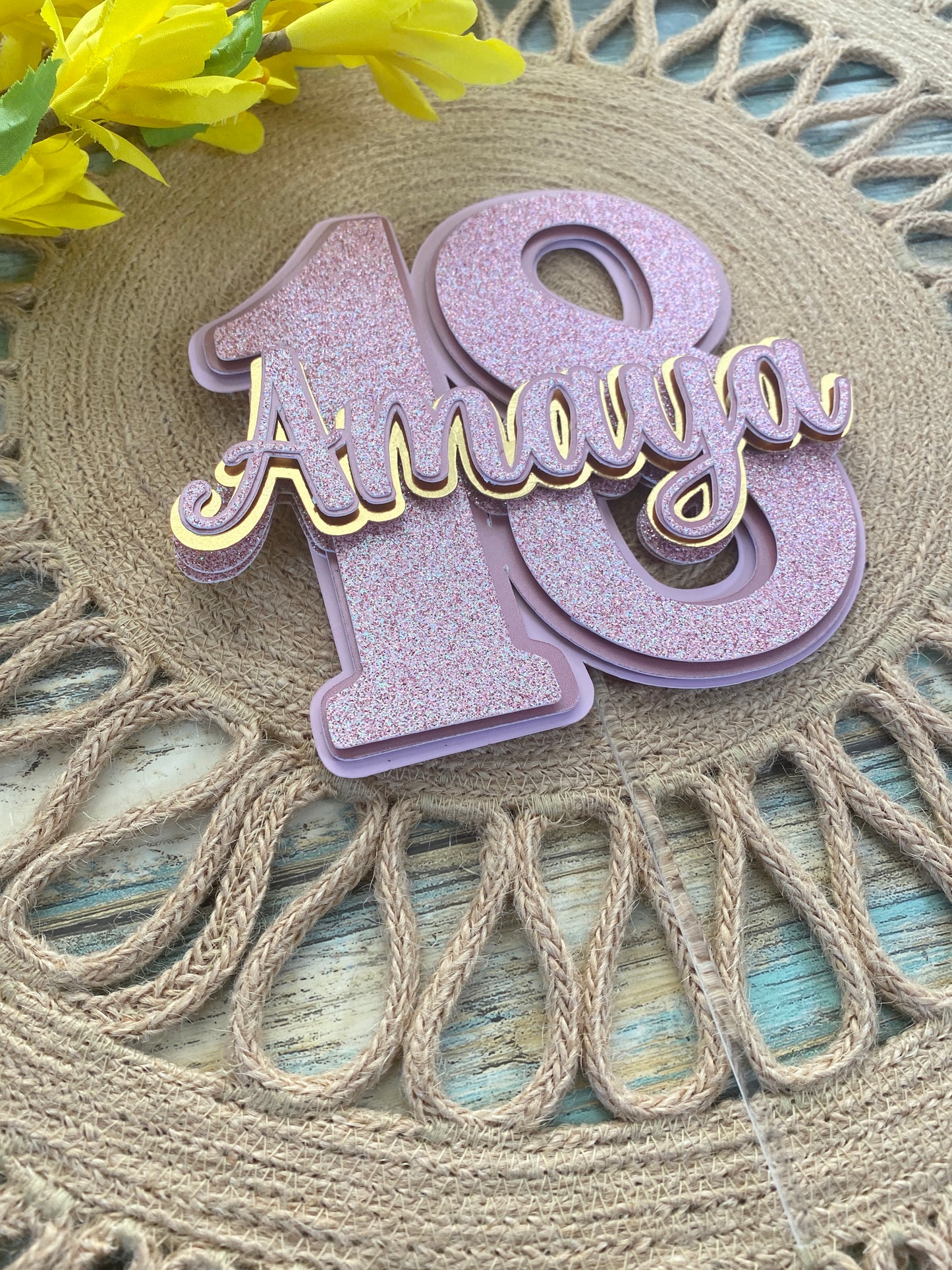 Personalized Age and Name Birthday Cake Topper