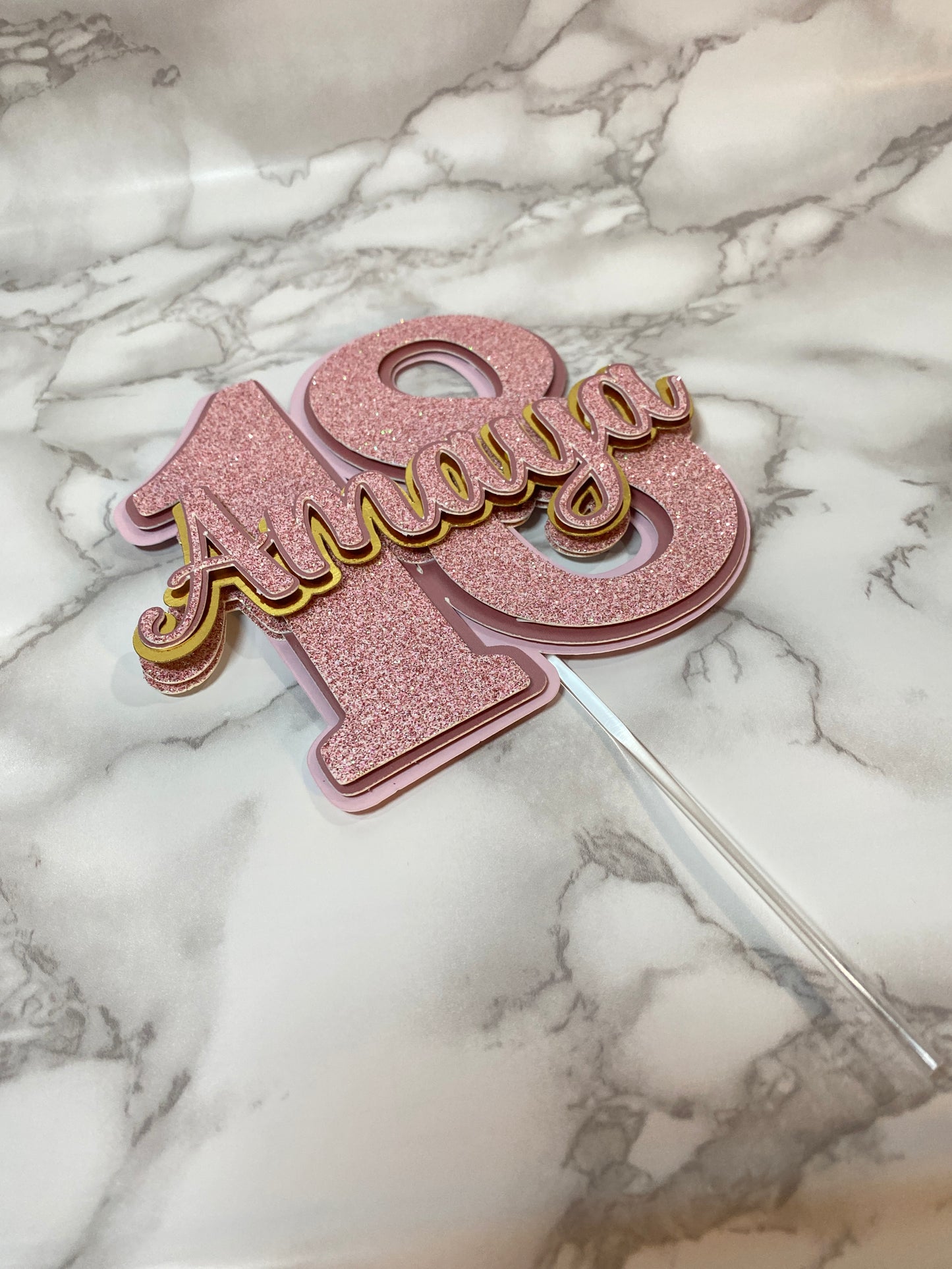 Personalized Age and Name Birthday Cake Topper