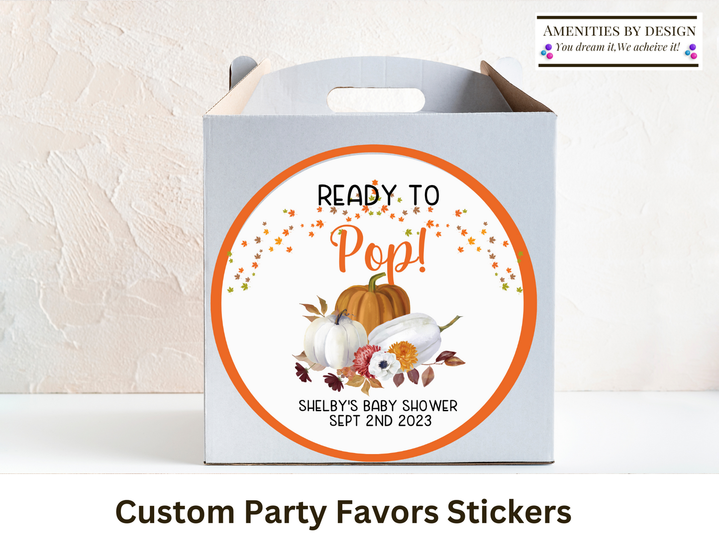 Ready To Pop Fall Themed Baby Shower, Baby Shower, Baby Shower Favor Stickers, Baby Shower Favors