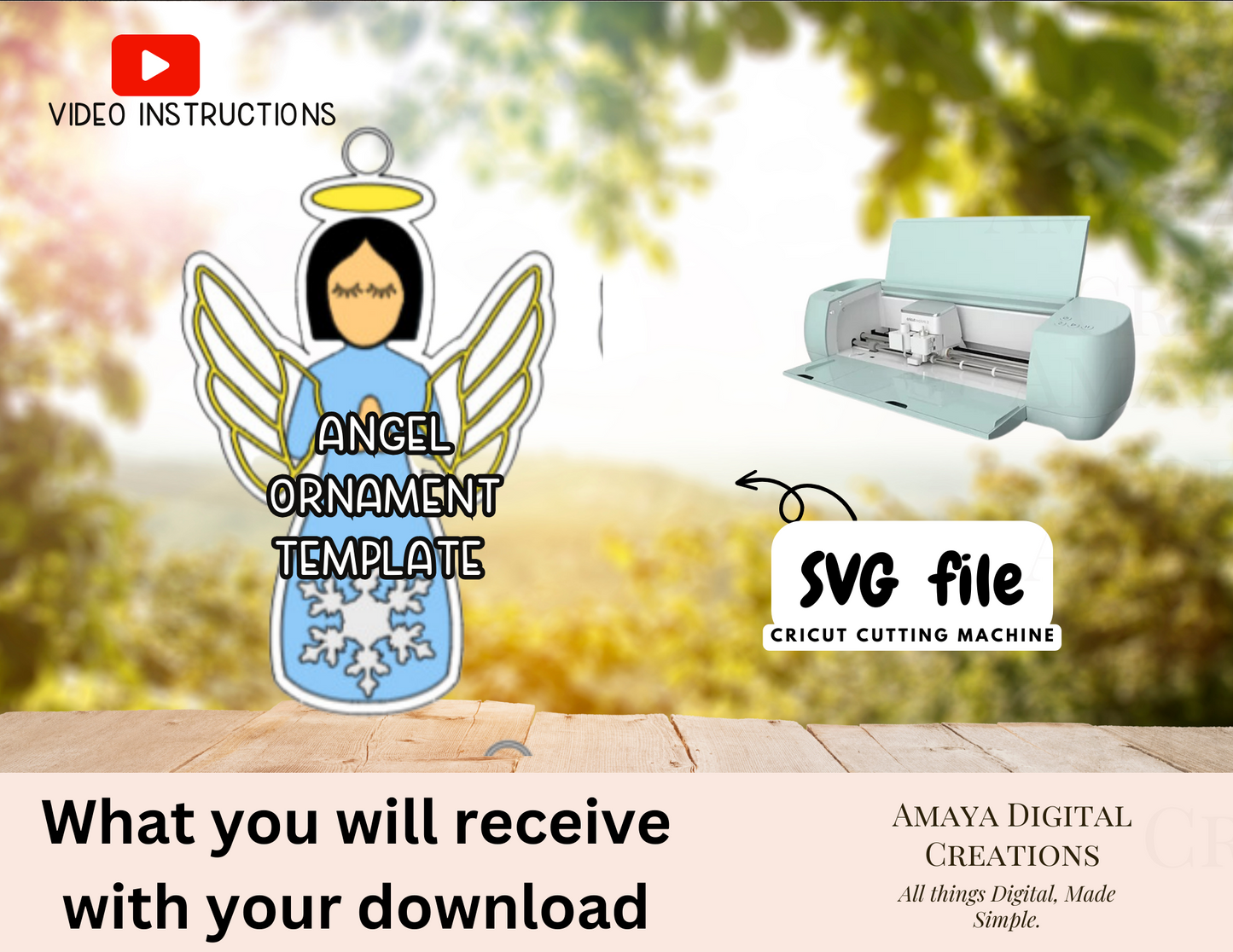 Angel Ornament Template | Digital Cut File -SVG | Make Your Angel Ornament with Cricut |Not for Joy|No Physical Item