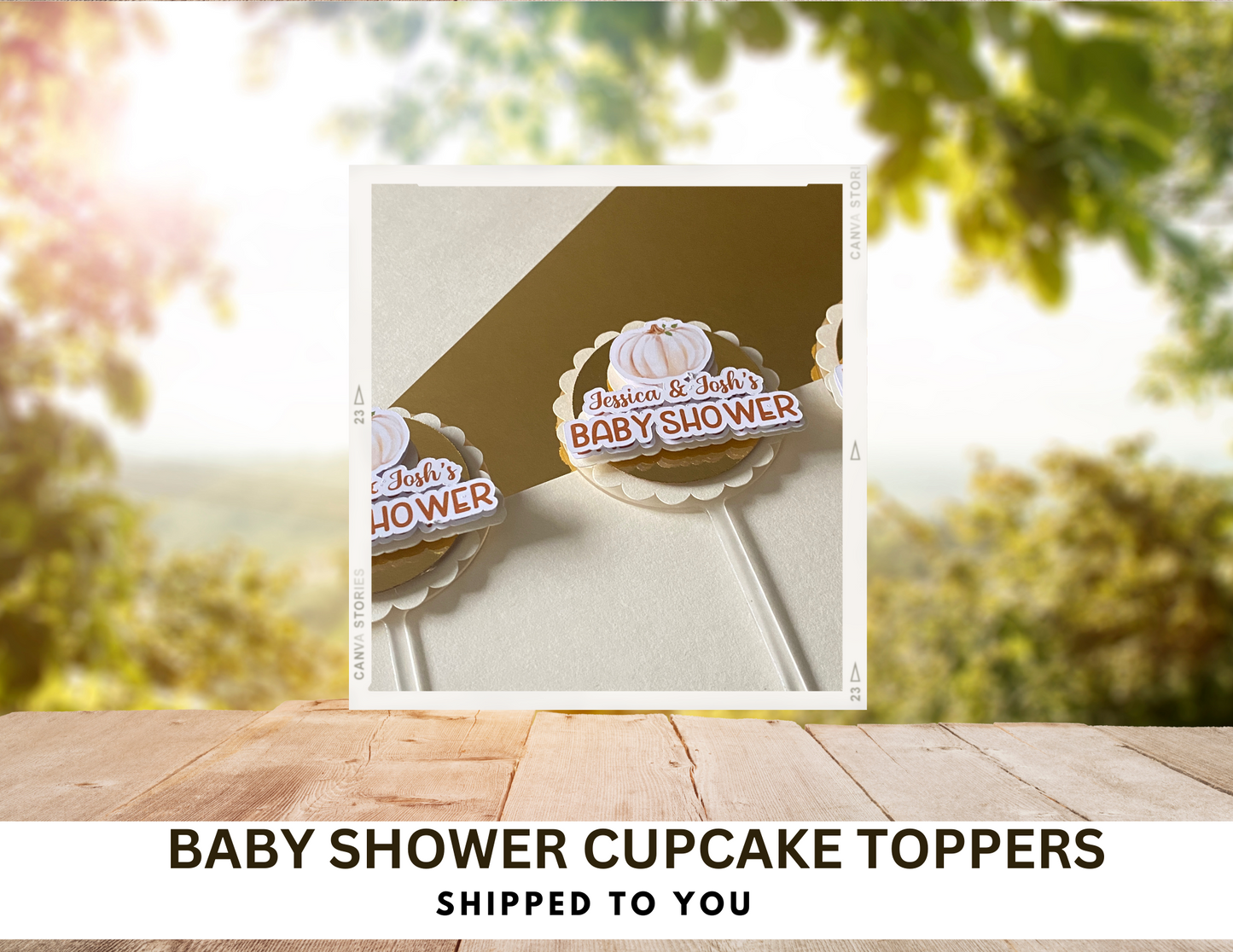 Our Little Pumpkin Cup Cake Topper - Personalized Pumpkin Baby Shower - 12 Cake Topper