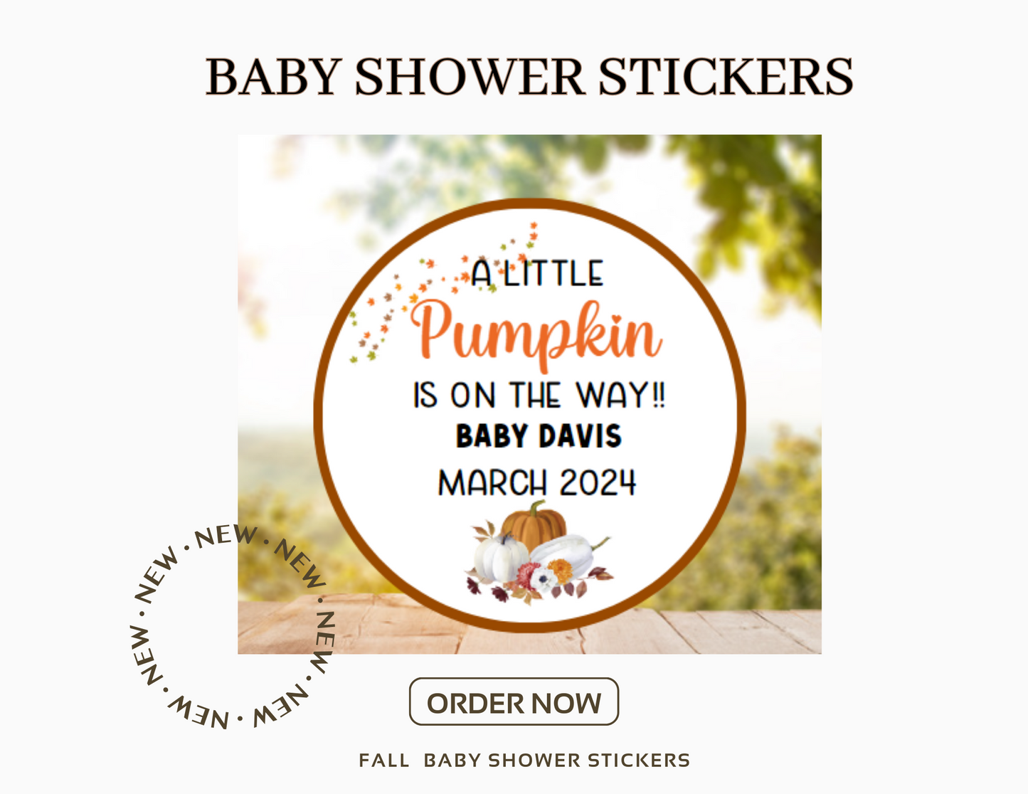 Pumpkin Themed Baby Shower, Baby Shower Favor Stickers