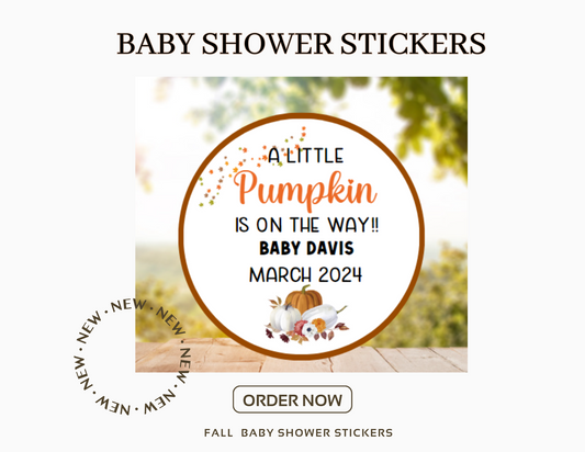 Pumpkin Themed Baby Shower, Baby Shower Favor Stickers