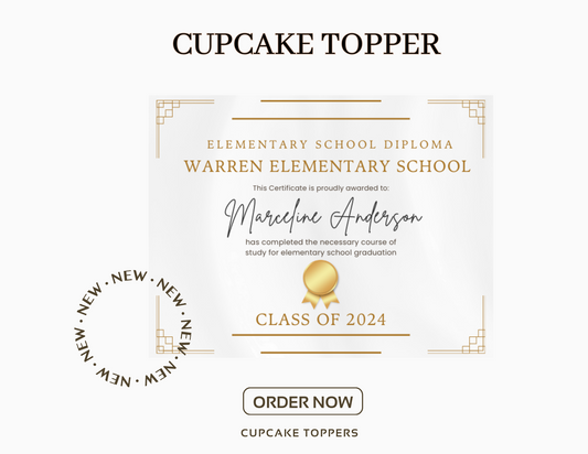 20 Custom Graduation Diplomas Cupcake toppers