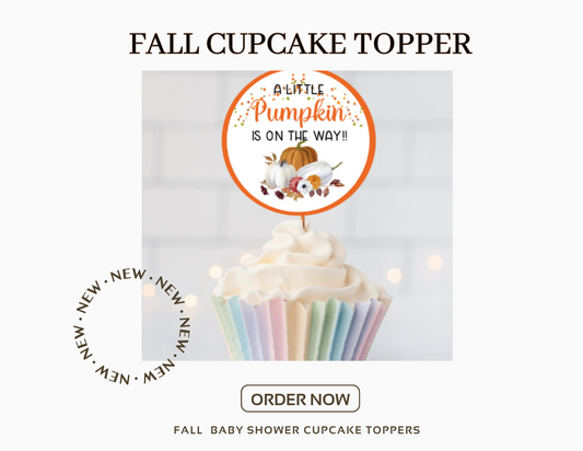 A Little Pumpkin Cupcake Toppers, Instant Download Digital, Non Editable File.