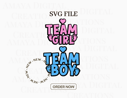 Team Boy/Girl  SVG, Instant Download, Cricut Cut Files, Download and Cut
