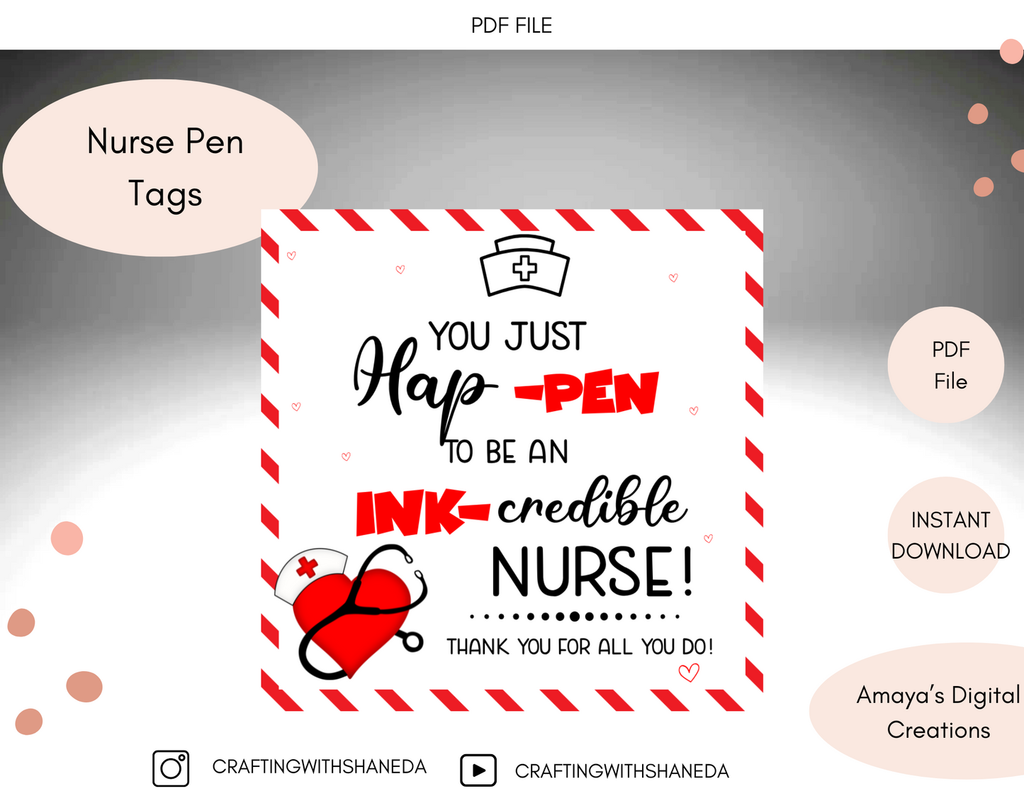 Nurse Appreciation |  Digital Instant Download ,No Physical Item, PDF