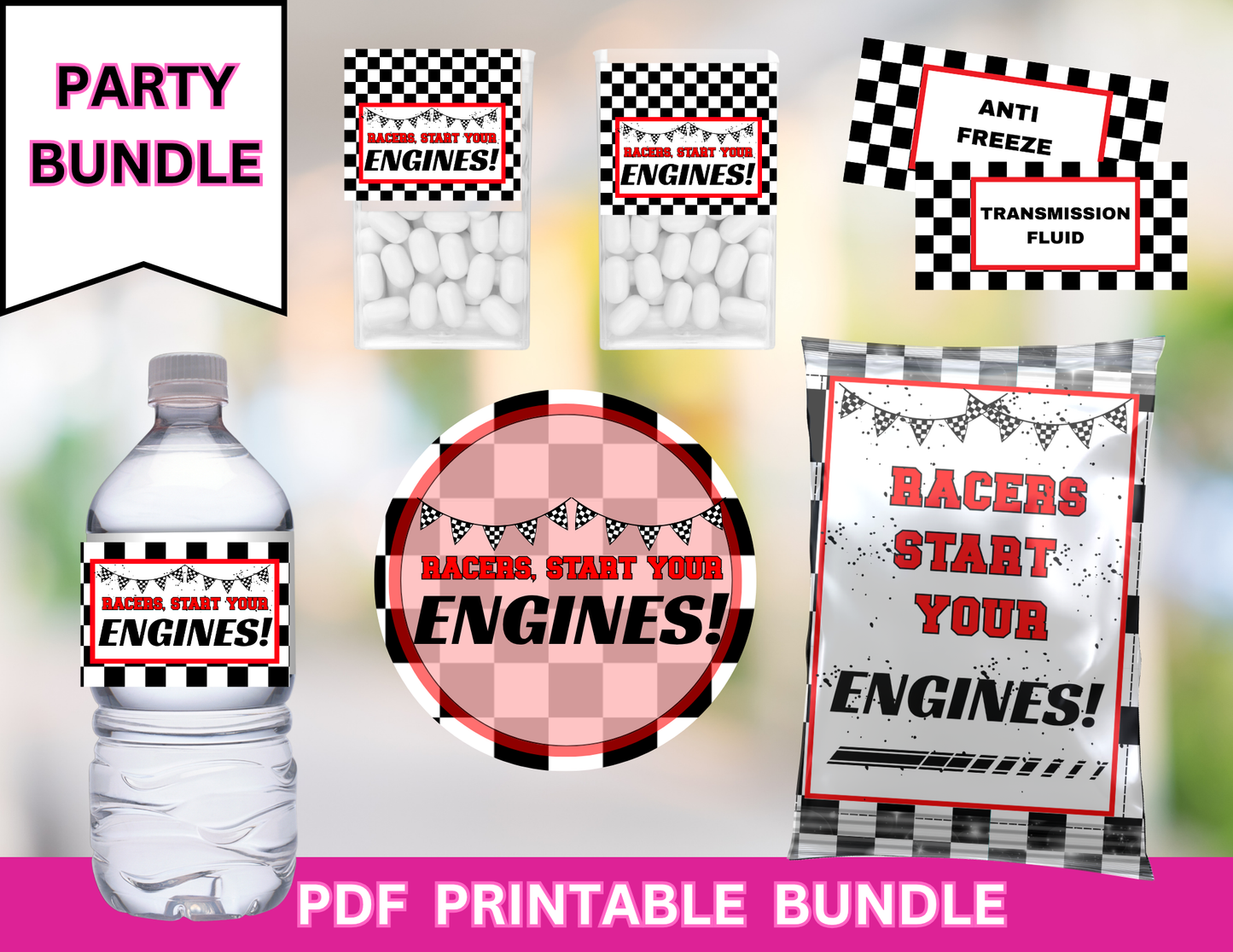 Race Car Birthday Party Bundle - Start Your Engines! Printable Set