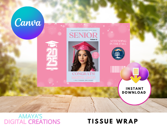 Tissue Wrap, Happy Tears Editable Pocket Tissue Wrap, Printable Tissue Favor, Tissue Wrap Around Template, Instant Download,Edit in Canva