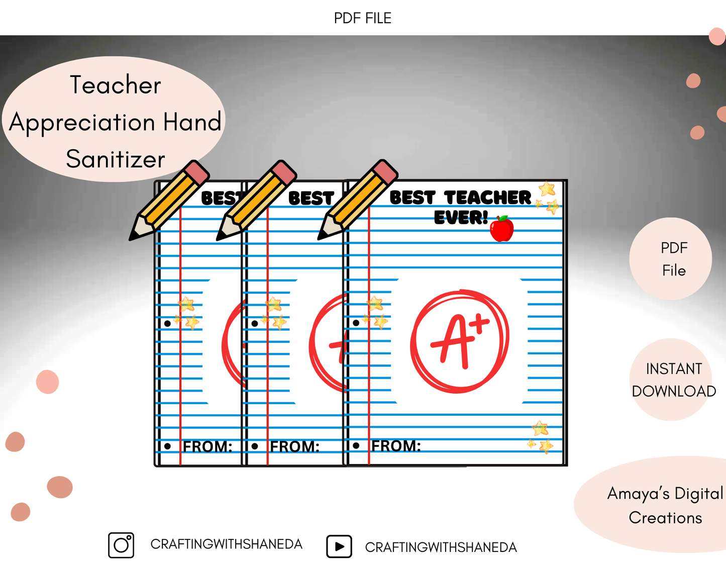 Teacher Appreciation Gift Tag|  Digital Instant Download ,No Physical Item, PDF,PNG