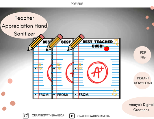 Teacher Appreciation Gift Tag|  Digital Instant Download ,No Physical Item, PDF,PNG