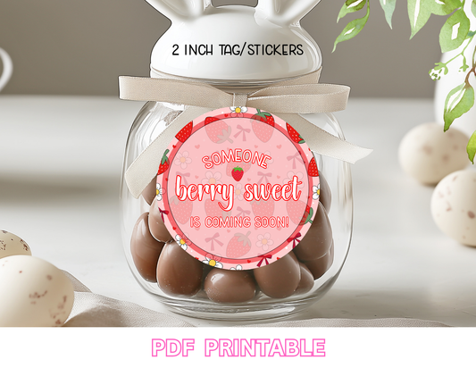 🍓 Berry Sweet Baby Shower Printable Party Decor | Strawberry Baby Shower Theme | Girl Baby Shower Decorations | NON Editable-PDF FILE-Instant Download