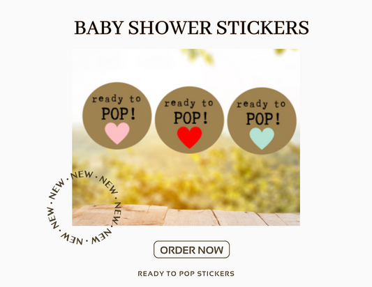 Ready To Pop Themed Baby Shower, Baby Shower, Baby Shower Favor Stickers, Baby Shower Favors, Baby Shower Favor Stickers