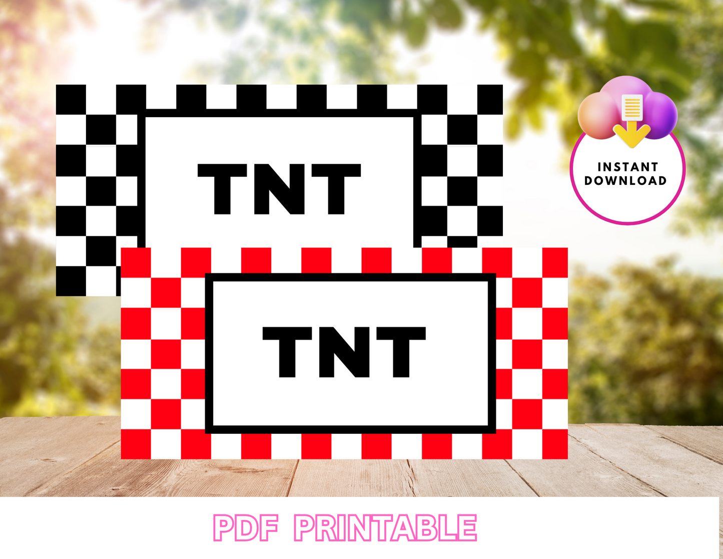 TNT Wrappers Candy Template Label | Black White Checkered Printable | Non-Editable Instant PDF Download