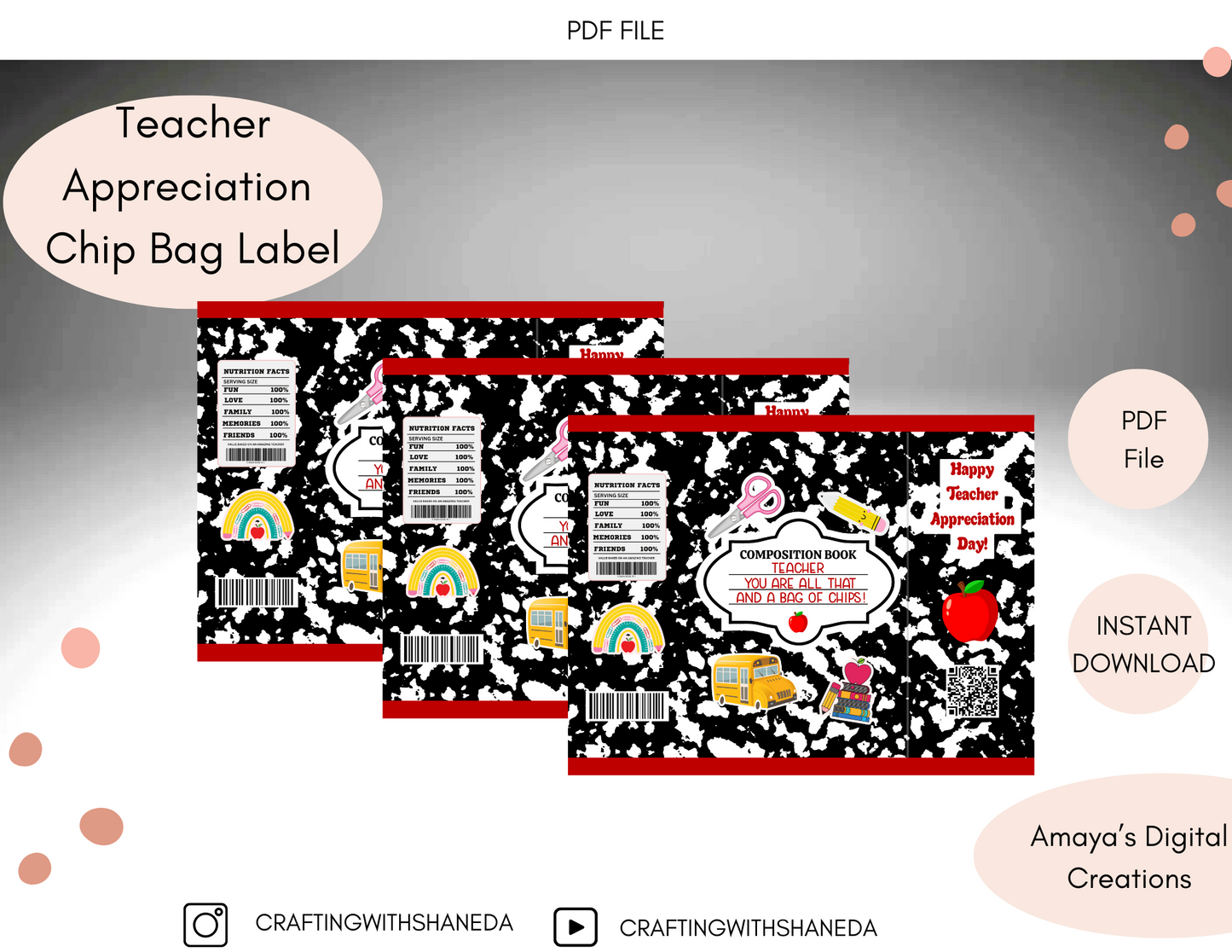 Teacher Appreciation Chip Bag Digital Instant Download ,No Physical Item, PDF