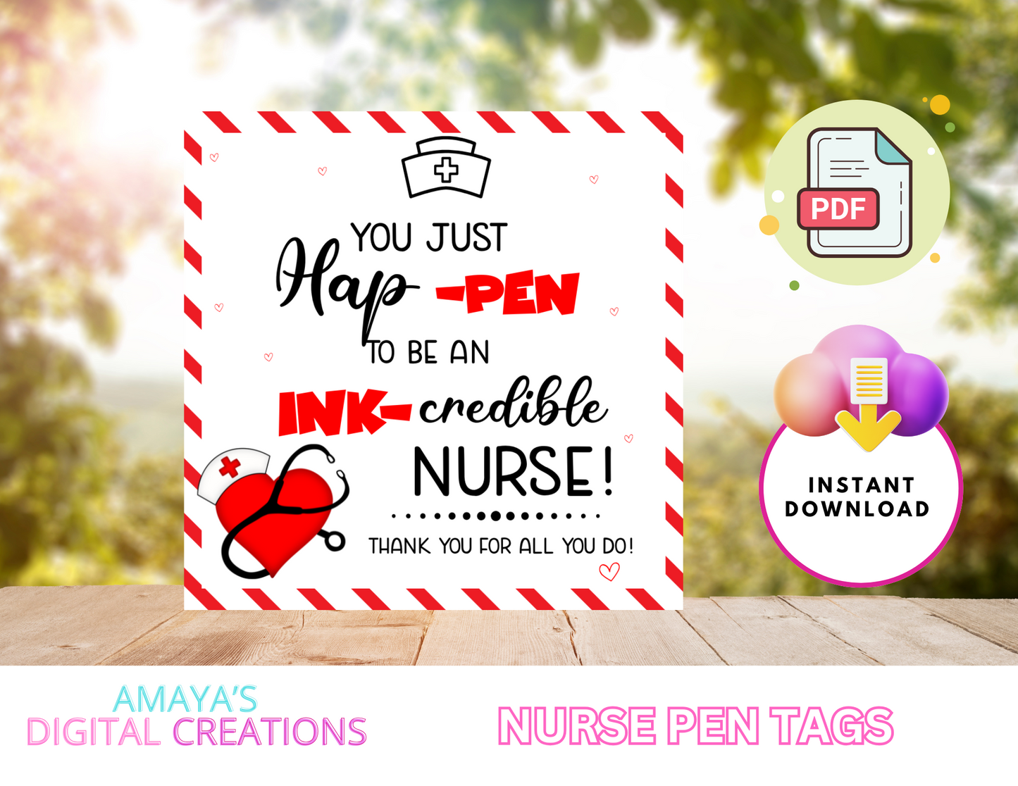 Nurse Appreciation |  Digital Instant Download ,No Physical Item, PDF