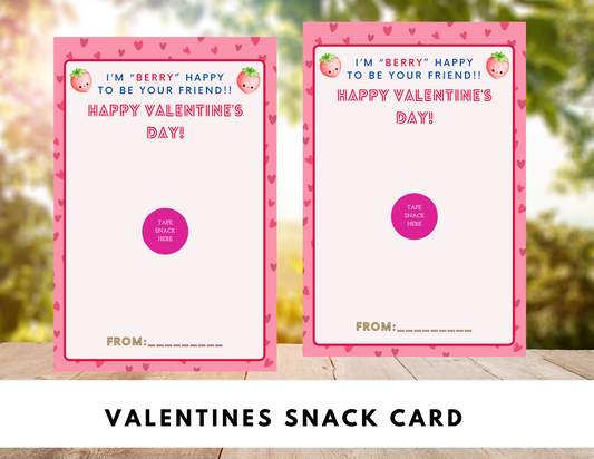 Valentine's Day Snack Card, Classroom Treat Party Favors , PDF file, No Physical Products