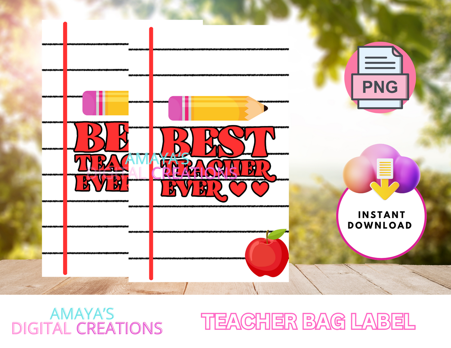 Teacher Appreciation Gift Tag|  Digital Instant Download ,No Physical Item, PNG