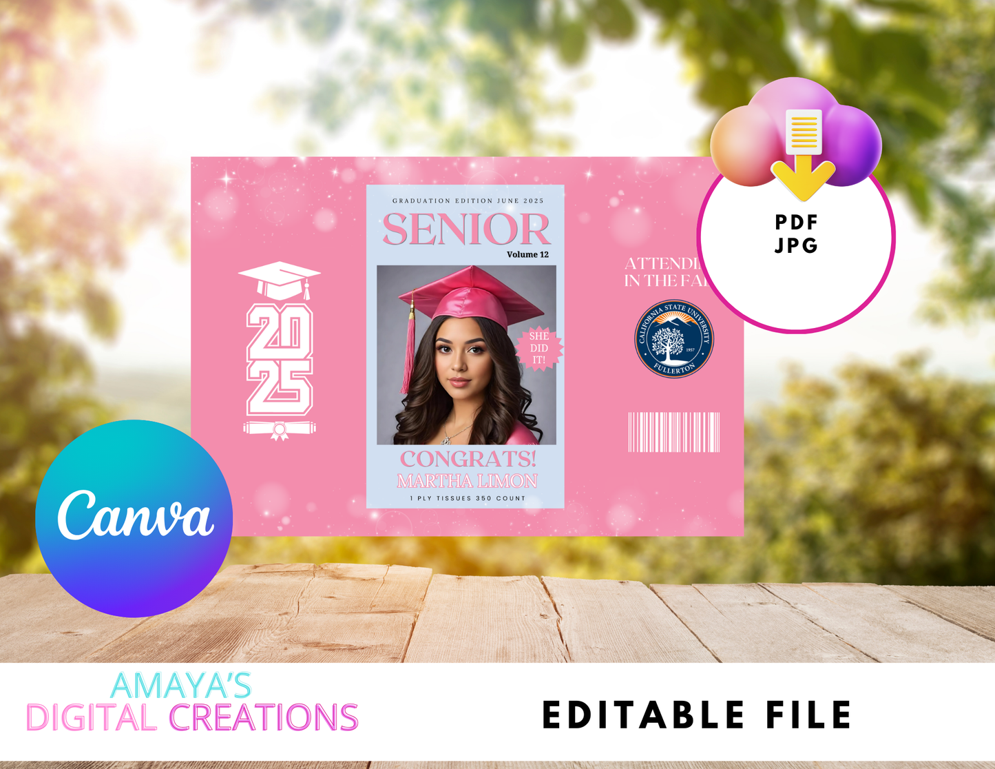 Tissue Wrap, Happy Tears Editable Pocket Tissue Wrap, Printable Tissue Favor, Tissue Wrap Around Template, Instant Download,Edit in Canva