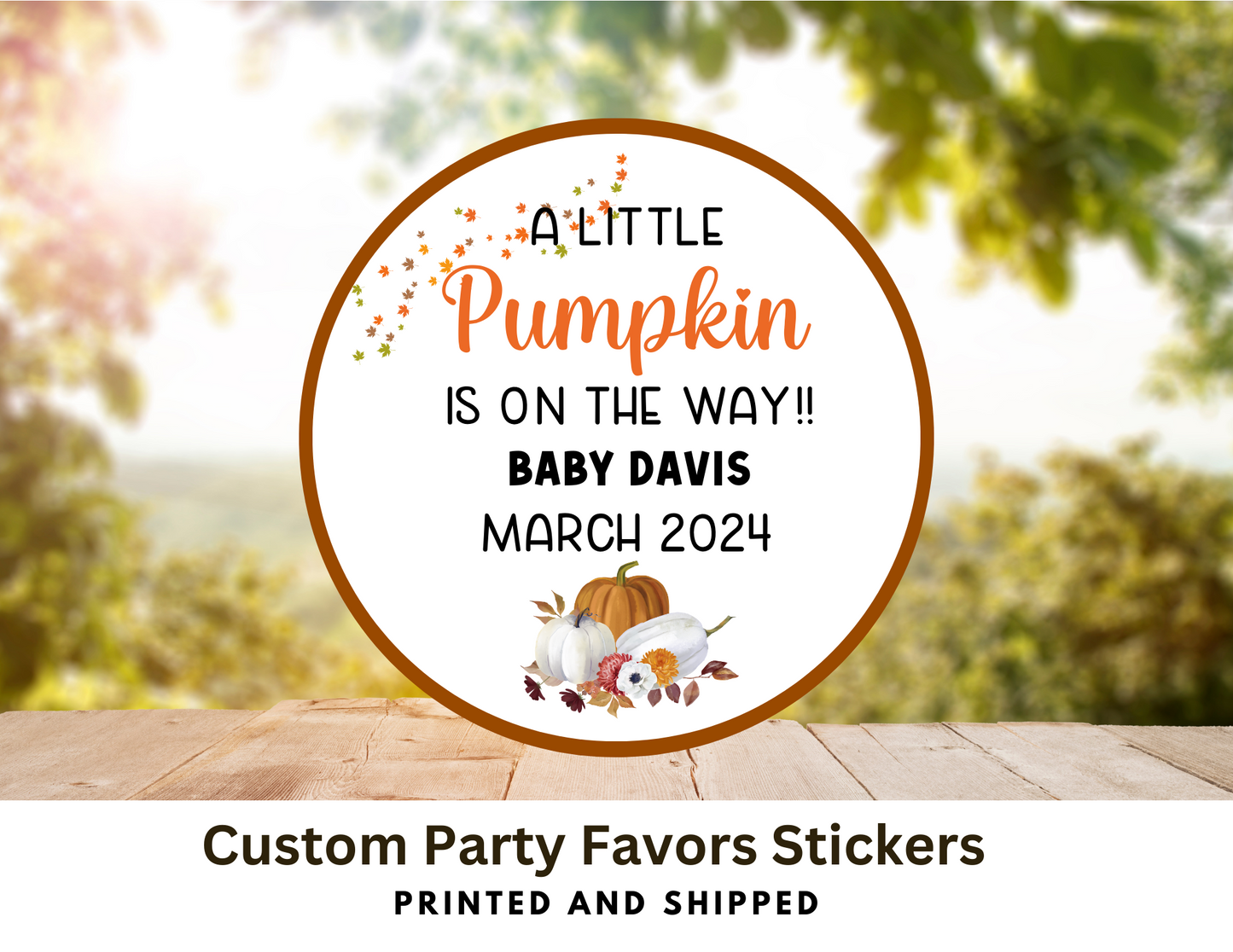 Pumpkin Themed Baby Shower, Baby Shower Favor Stickers