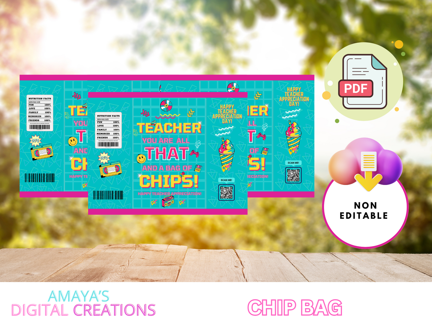 Teacher Appreciation Chip Bag Digital Instant Download ,No Physical Item, PDF
