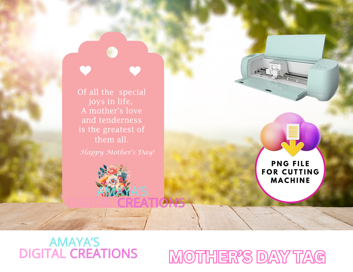 Mother’s Day Gift Tag | Printable PNG Tag | DIY Gift Tags | Instant Download | Gift Tag for Mother's Day | Heart Design | Customizable Gift Tag