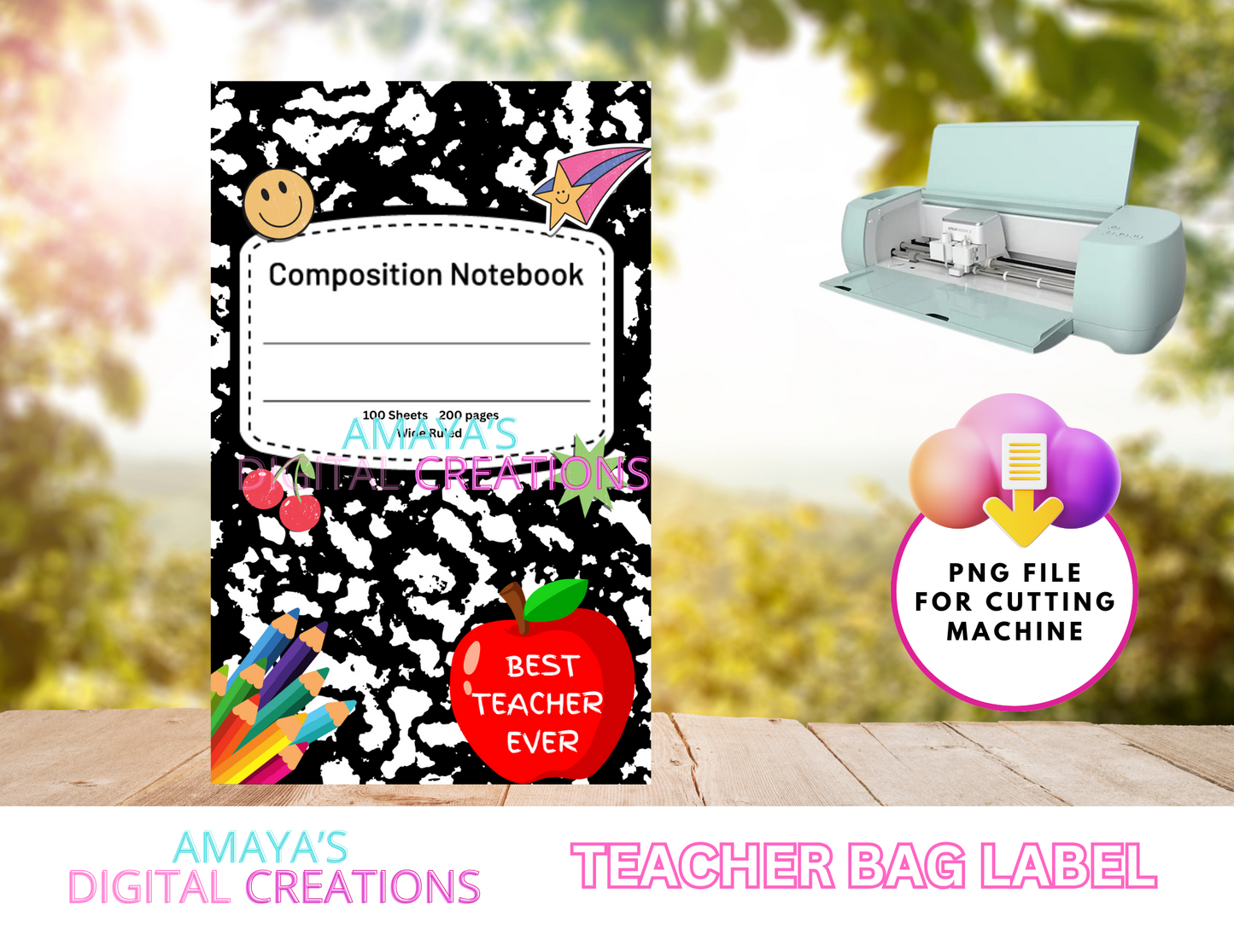 Teacher Appreciation Black Gift Tag|  Digital Instant Download ,No Physical Item, PNG
