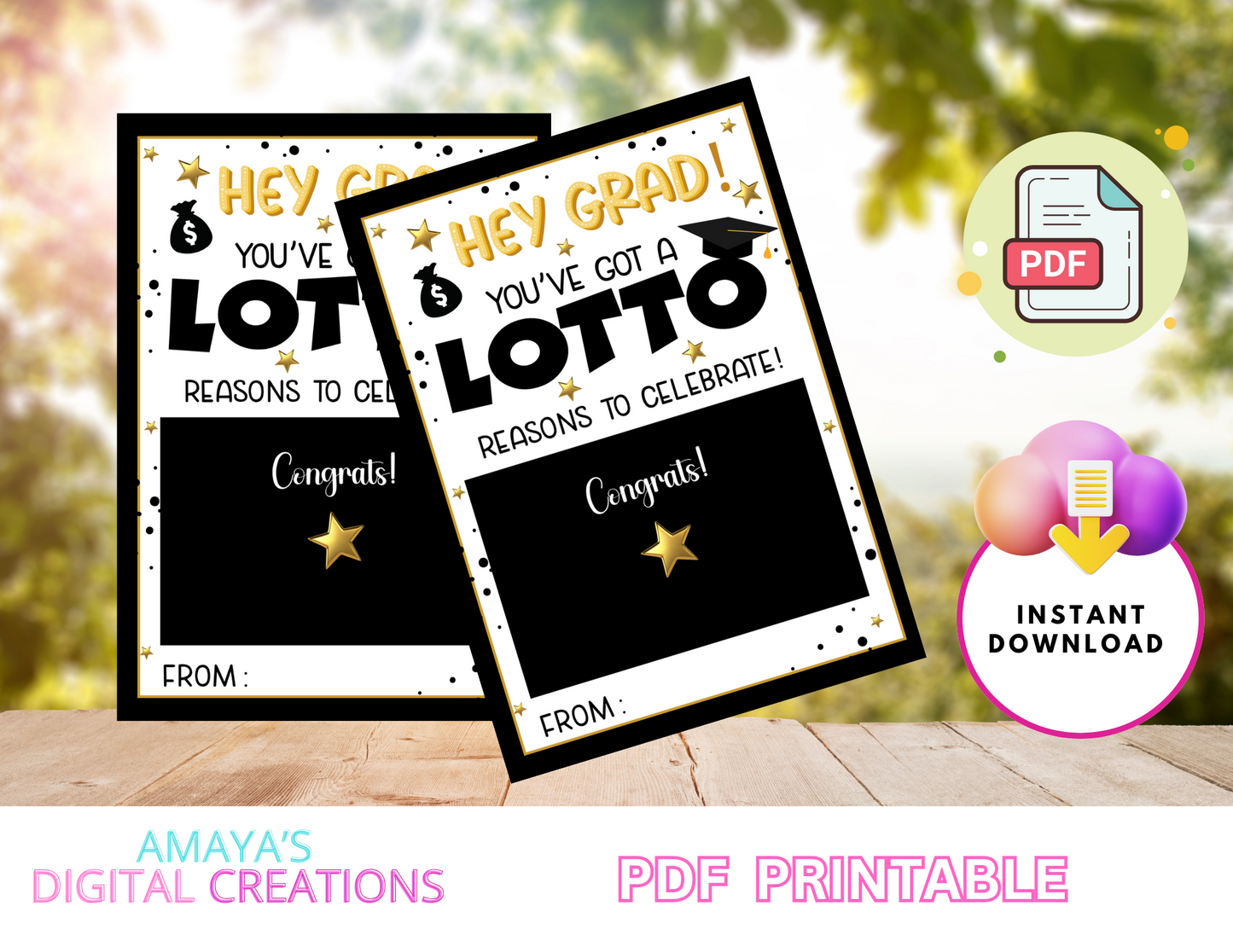 Graduation Lotto Ticket Holder Tag | PDF File | Congrats Grad Gift | Scratch-Off Printable Favor | DIY Graduation Party Idea|Style 101a