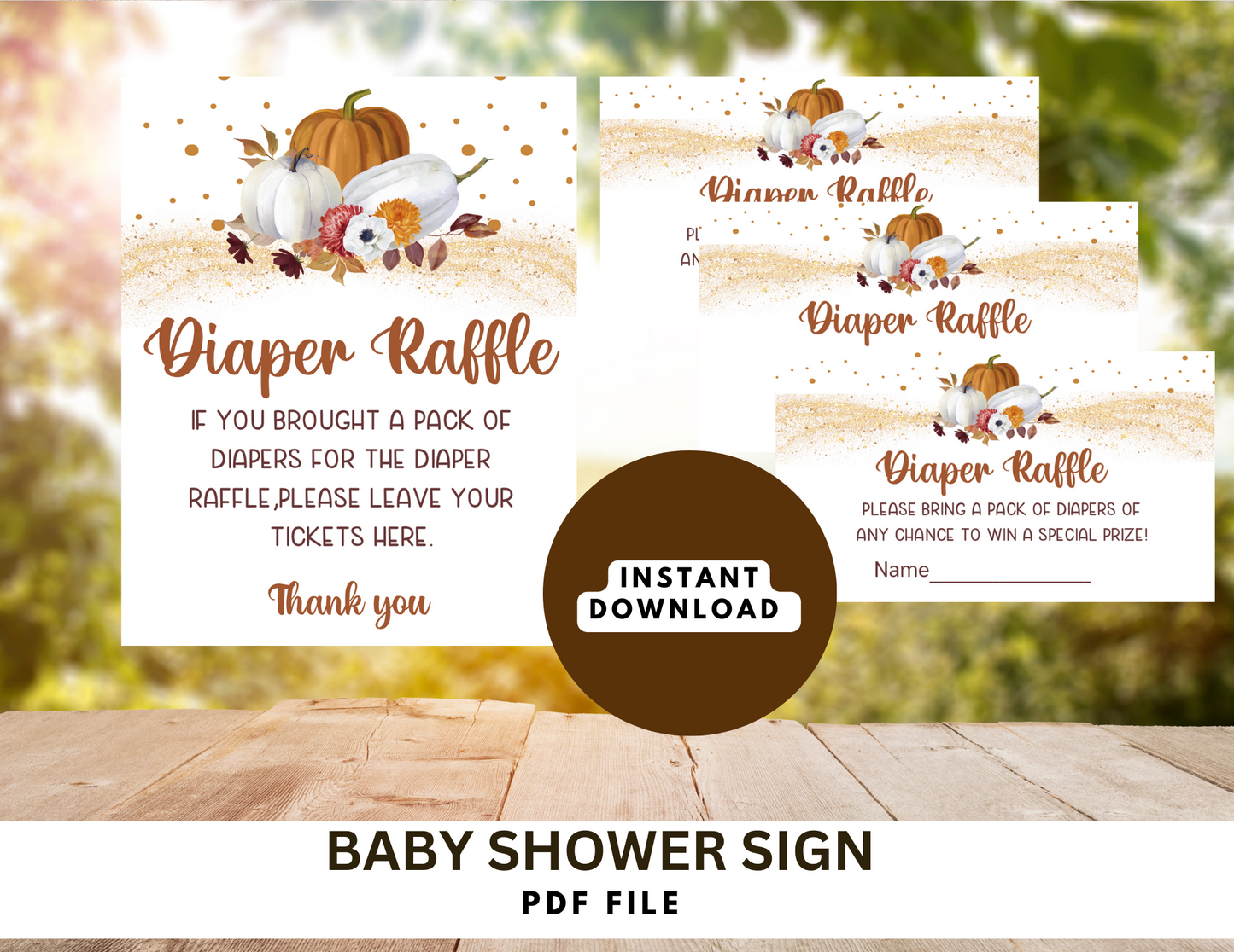 Printable Diaper Raffle Sign & Tickets