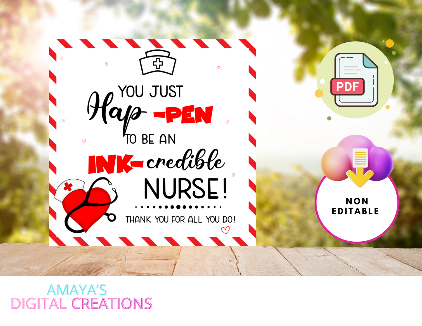 Nurse Appreciation |  Digital Instant Download ,No Physical Item, PDF