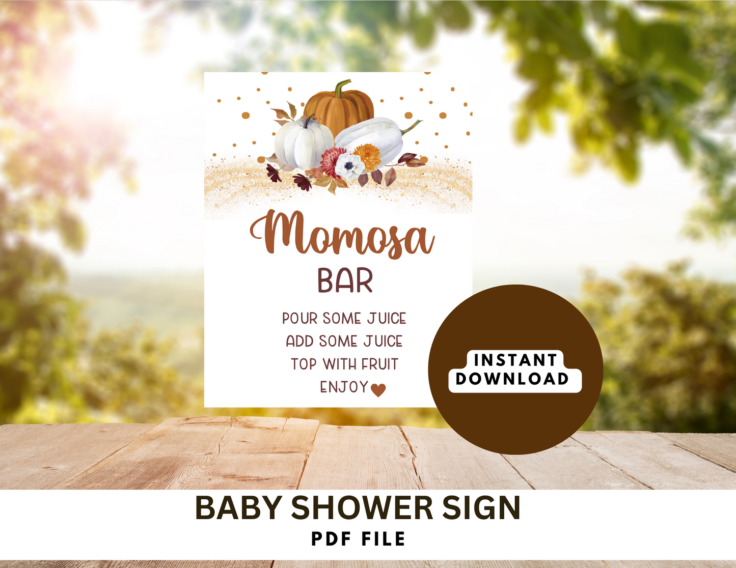 Momosa Baby Shower  Sign, PDF, Non Editable