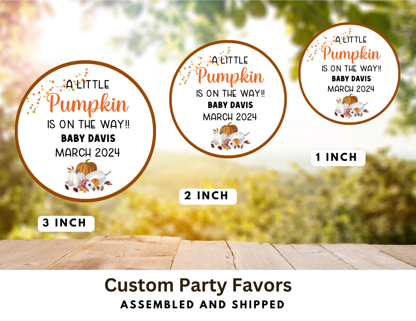 Pumpkin Themed Baby Shower, Baby Shower Favor Stickers