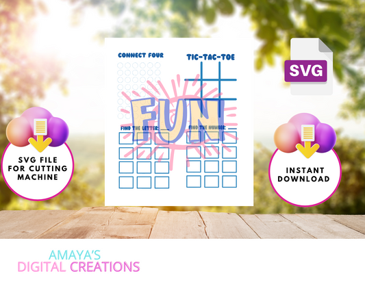 Kids Activity Game Mat  | Connect Four SVG | Tic Tac Toe SVG Cricut SVG for Kids Crafts | Instant Download | Digital Cut File -SVG |Not for Joy|No Physical Item (Copy) (Copy)
